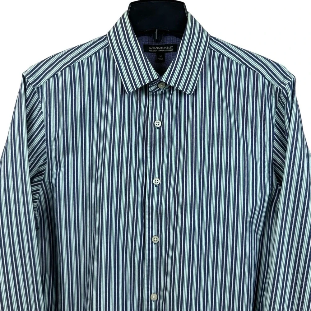 Banana Republic Men's Non‎ Iron Tailored Slim Fit Stripe Dress Shirt Size Medium